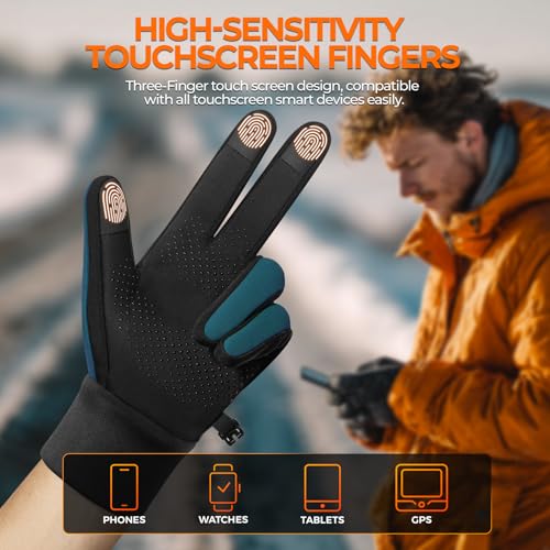 Image of rivmount Winter Gloves Women Men, Cold Weather Touch Screen Liner Glove, Windproof 3-Layers, for Running, Cycling, Biking, Hiking, Driving