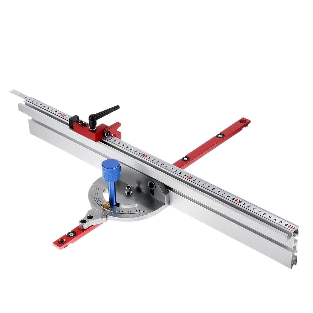 VIDOO System Przymiaru Kątowego 450mm 0-90 Stopni z Aluminiową Prowadnicą i Ogranicznikiem Montaż do Piły Stołowej Frezarskiej-800mm