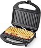 Prensa para panini OSTBA, sandwichera grill de 2 porciones | Calentamiento de 750W con placas antiadherentes elevadas, luces indicadoras, mango de toque frío, almacenamiento de cable y limpieza fácil 2