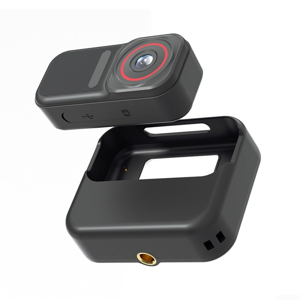 Fotocamera compatta in ABS con custodia magnetica | Video 4K per l'acquisizione, obiettivo grandangolare, stabilizzazione EIS, connettività WiFi, per il controllo app smartphone