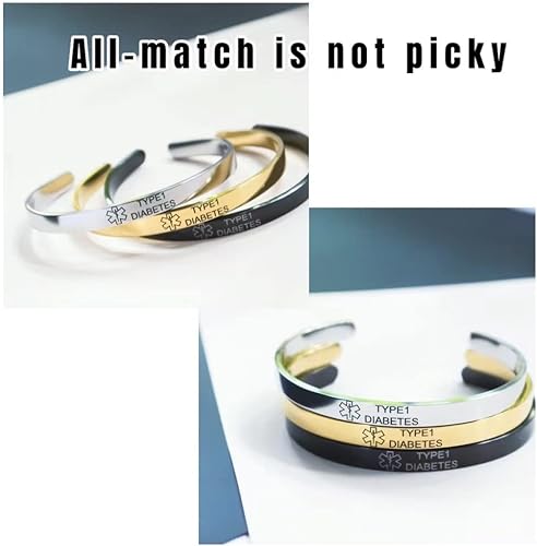 Miniatura 5 de RENYILIN Pulsera de brazalete de acero inoxidable 3PCS Alerta médica ID de emergencia pulsera de primeros auxilios