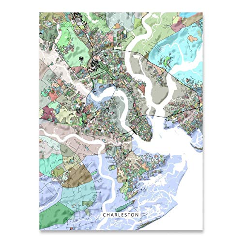 Amazon.com: Charleston Map Wall Art Print 8x10, Charleston Poster 24x36