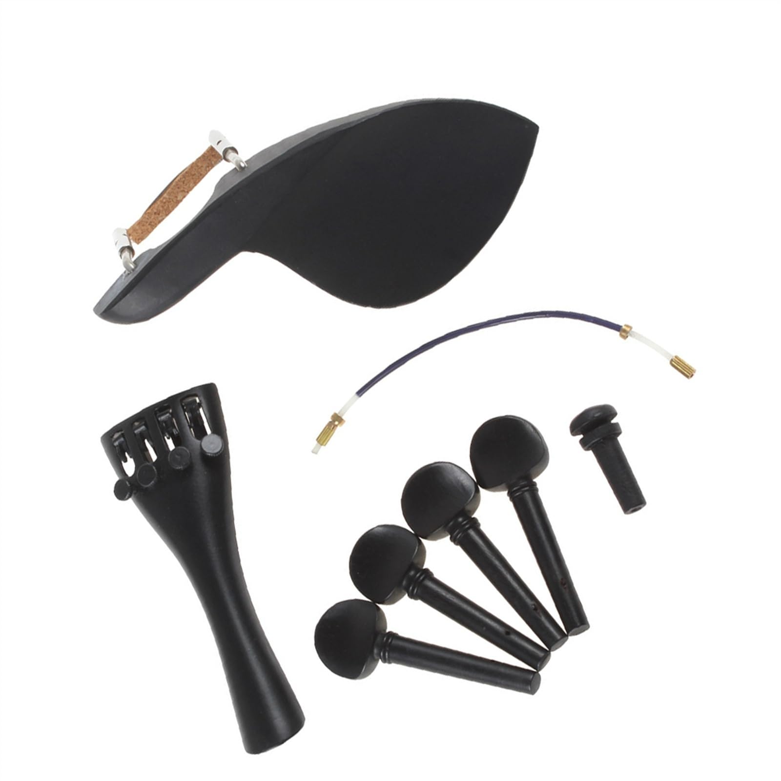 viool onderdelen set viool accessoires kit 4/4 maat ebbenhouten vioolaccessoireset inclusief kinsteun staartstuk staart darm stemsleutels knop