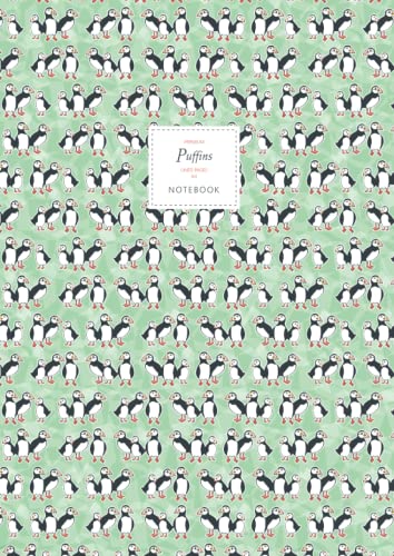 Puffins Notebook - Lined Pages - A4 - Premium: (Green Edition) Fun notebook 192 lined pages (A4 / 8.27x11.69 inches / 21x29.7cm)