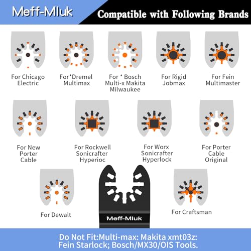 Meff-Mluk 15PCS Titanium Oscillating Saw Blades Metal Cutting, Universal Multi Tool Blade Kits for Soft Metal Nails Hard Material and Wood Plastic, Multitool Blades Fit Dewalt Bosch Milwaukee Ryobi 6 Meff-Mluk 15PCS Titanium Oscillating Saw Blades Metal Cutting, Universal Multi Tool Blade Kits for Soft Metal Nails Hard Material and Wood Plastic, Multitool Blades Fit Dewalt Bosch Milwaukee Ryobi - Image 6