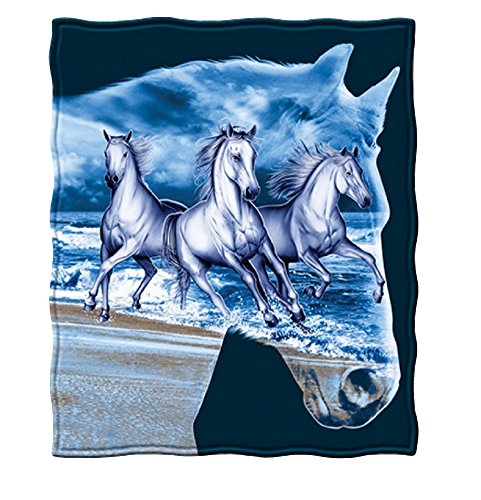 Galloping Oceanside Horse Fleece Throw Blanket