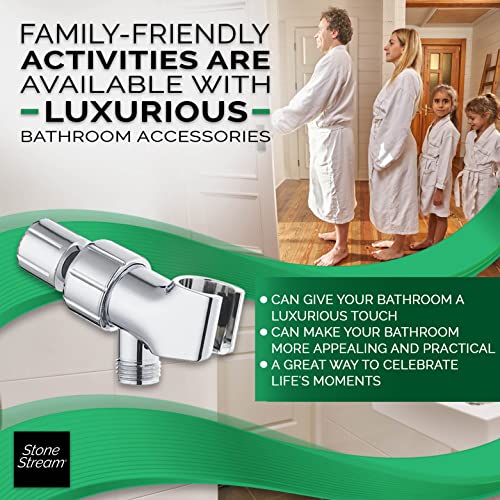 Adaptador y Soporte para Ducha de Pared Ajustable Original StoneStream para Duchas de Mano - Cromo miniatura 4