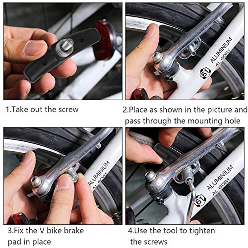 CHALA 12stk Fahrrad Bremsbeläge Set V Brake Bremsschuhe Bremsklöttze aus Aluminium und Gummi Fahrradbremse Bremsschuhsatz für Shimano tektro xlc promax MTB 70 mm schwarz - Image 5