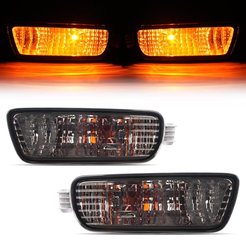 HECASA Pair Turn Signal Light w/Bulbs Compatible with 2001-2004 Toyota Tacoma Replacement for TO2531140 TO2530140 Front Bumper Turn Signal Parking Lamp Smoke Lens Driver & Passenger Side by HECASA - Used condition - US$19.23