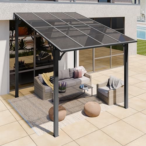 Shintenchi 10’x 8’ Gazebo for Patio,Hard Top Lean to Gazebo Pergola with UV Protection...