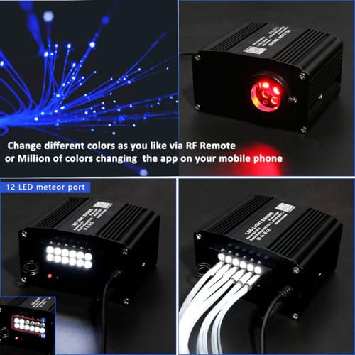 Image of AZIMOM 2-in-1 Twinkle Meteor Fiber Optic Starlight Headliner 300pcs 0.03in 9.8ft Twinkle Stars+180pcs Shooting Star Sound Mode APP& Remote Control Starlight Meteor Kits for Car Home Ceiling