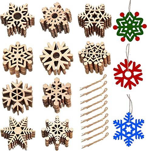 Fairblo 100 Stück Weihnachtsdeko Holz Schneeflocken zum Bemalen...