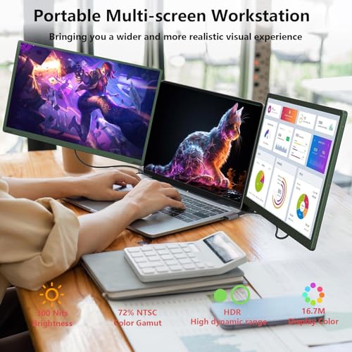 Image of Upgraded 3rd Triple Aero 15.6 Pro Max 3 Screen Monitor, 15.6 inch Fhd 3 Screen Display with USB-C HDMI, Laptop Multi-Screen Extender,Triple Portable Mon