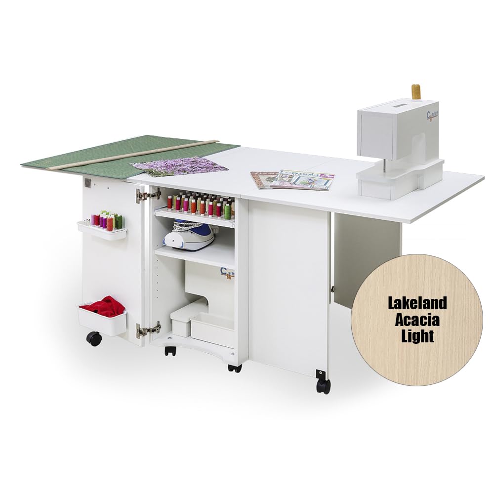 Comfort 9 | Muebles para máquinas de coser y overlock | Armario de costura | (Lakeland Acacia Light)