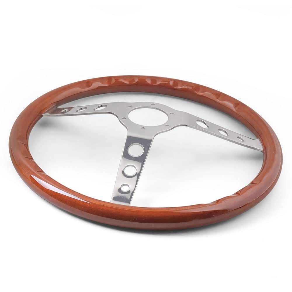 Volante da Corsa 15 pollici 380mm Volante Sport classico Sport in legno GRANELLO SIGLISSO Spazzolato Spazzolato Cromo Profondità del volante 55mm