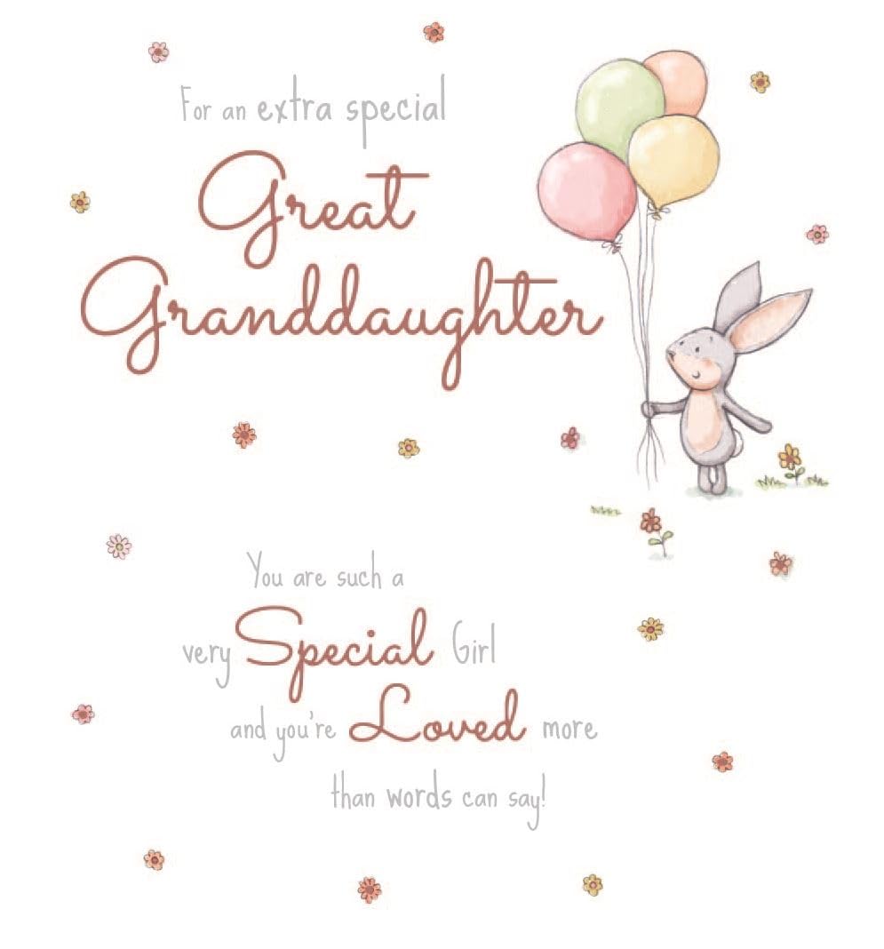 Personalised Great Granddaughter Bear Birthday Card Cute Bear With Any Age & Name Medium Or