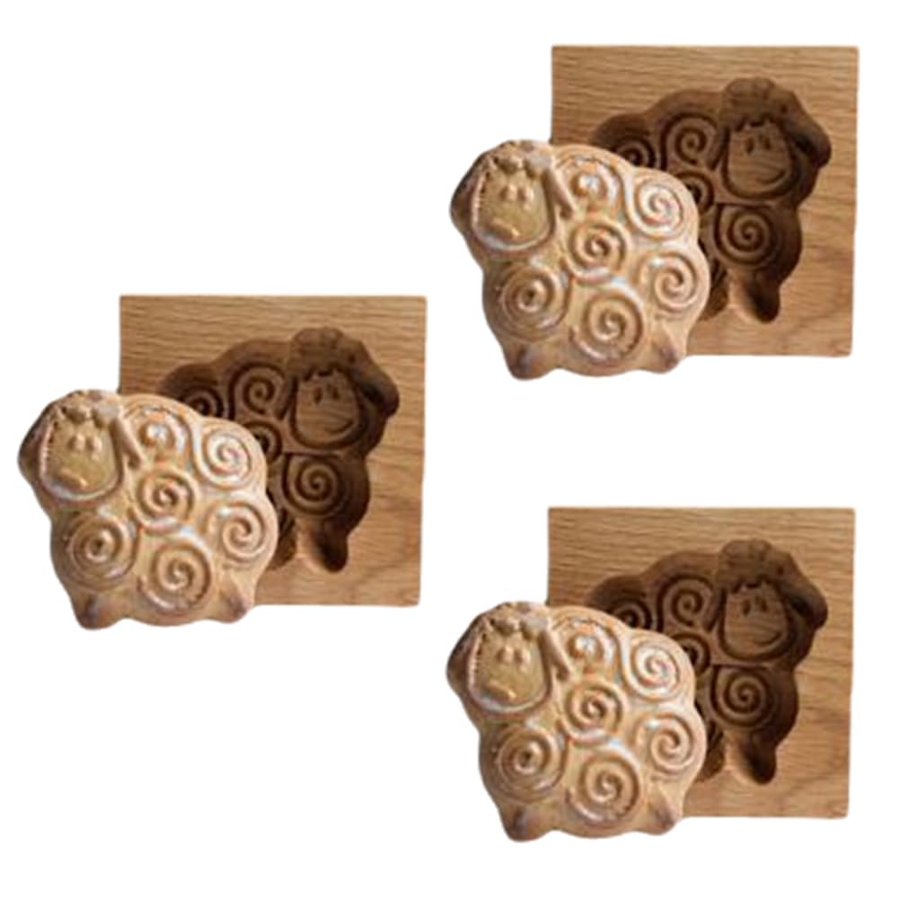 CTRLZS Wooden Cookie Mold Embossed Mold, 3D Carved Wooden Animal Cookie Mold Sheep