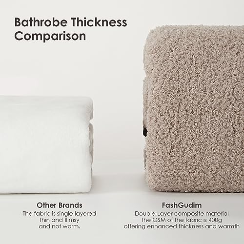 FashGudim 400g Mens Plush Robe with Hood Full Length Winter Long Luxury Hooded Bathrobe for Men Big and Tall4