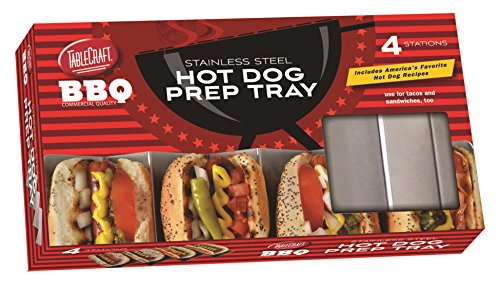 TableCraft BBQ48 BBQ Stainless Steel Hot Dog Prep Tray, Silver, Medium