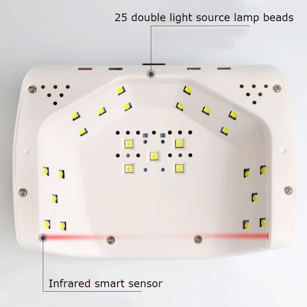 Nagellampe UV-LED. Nagellampe 48W Infrarotinduktionsnagellicht LCD Display Nageltrockner hochwertige kleine quadratische Lampe Spezial for Nagel-Salon Schnelles Trocknen (Color : White)