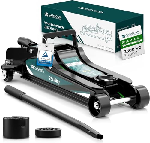 CargoVA® Cric hydraulique 2,5 T avec 2 Supports en Caoutchouc - Cric de Manœuvre, Chandelle de Levage, Crics de Levage Parfait pour l'atelier de Bricolage