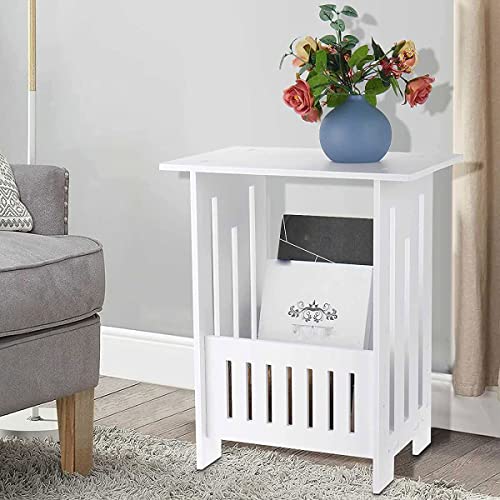 Table de chevet blanche LiChA pour ranger une petite chambre encombrée