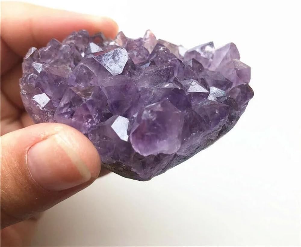 Stone 60-80g Amethyst Geode Cluster Quartz Crystal Hand Carved Heart(Size:10pcs)