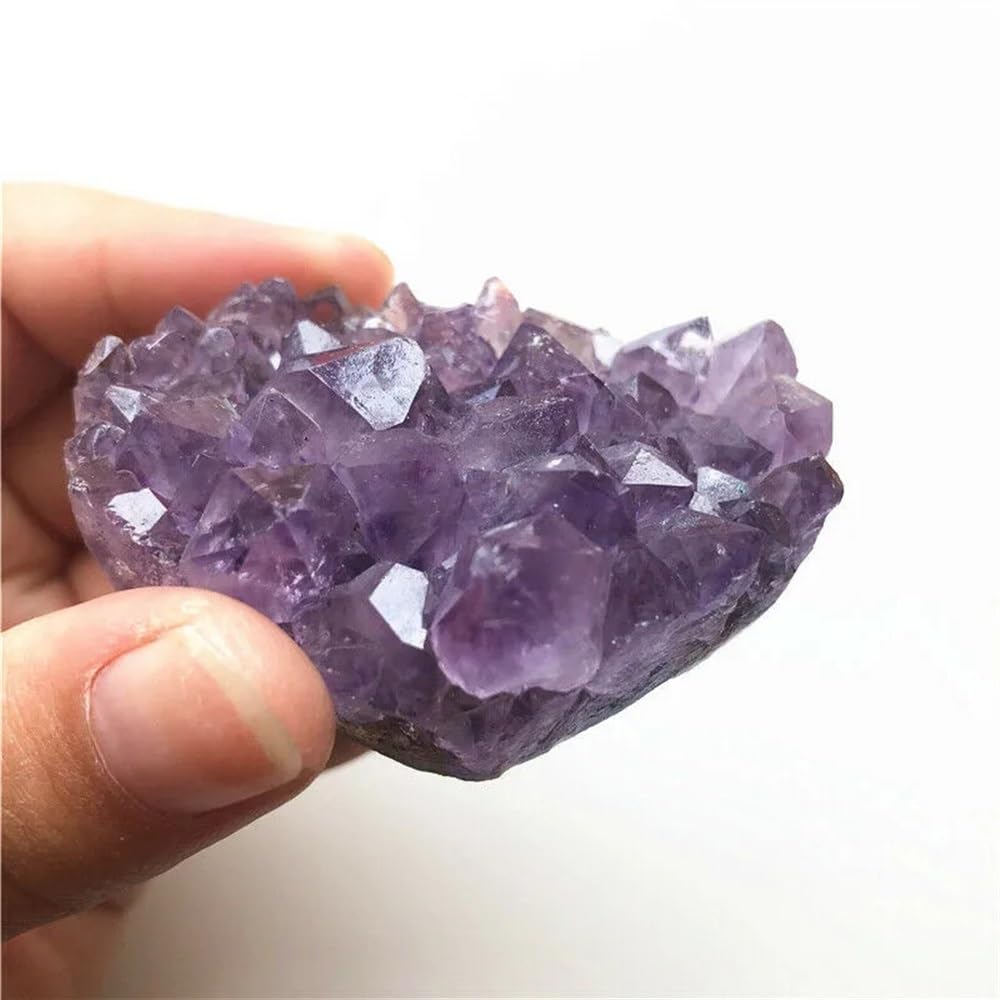 YLQUXEUV Stone 60-80g Amethyst Geode Cluster Quartz Crystal Hand Carved Heart(Size:10pcs)