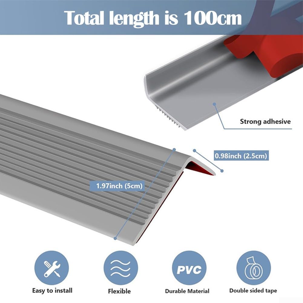 Stufenkantenschutz 7 Fuß (2,2 M) Selbstklebend – Rutschfeste PVC-Gummi-Kante Für Treppen Innen & Außen, 25mm Breite, Schwarz