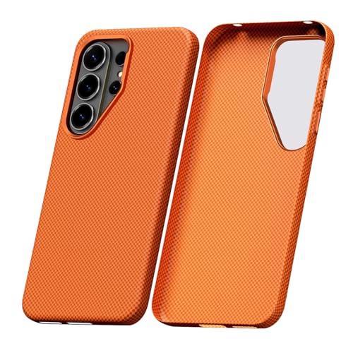Coque Samsung S26 Plus protection rigide fibre de carbone PC orange