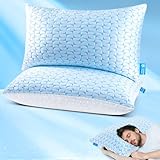 QUTOOL King Size Pillows Set of 2 – Firm Cooling Shredded Memory Foam, Adjustable Loft for Side, Back & Stomach Sleepers, Supportive & Breathable, Machine-Washable Cover, CertiPUR-US Certified Foam