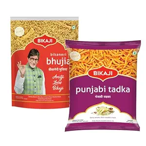 Bikaji Bhujia No.1 & Punjabi Tadka Combo – 400g | Ready to Eat Indian Namkeen | Crunchy Tea-Time Snack, Bar Snack & Party Mix | Authentic Spicy Munchies for Sharing & Everyday Snacking