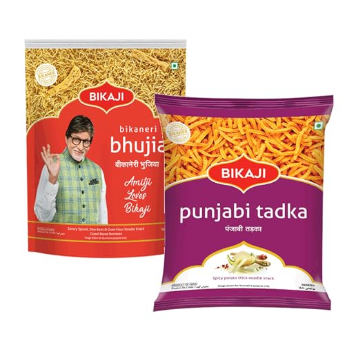Bikaji Bhujia No.1 & Punjabi Tadka Combo – 400g | Ready to Eat Indian Namkeen | Crunchy Tea-Time Snack, Bar Snack & Party Mix | Authentic Spicy Munchies for Sharing & Everyday Snacking