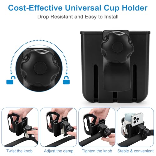 Image of Accmor Walker Cup Holder with Phone Holder, Wheelchair Cup Holder, Cup Phone Holder for Walker, Wheelchair, Rollator, Mobility Scooter