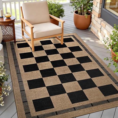 Tapete decorativo jute cuadriculado 3x5 pies miniatura 1
