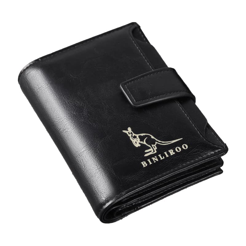 Small PU Leather Wallet for Men, Men Wallet Zipper No Degaussing Multi Screens Vertical Vintage Male Wallet for Travelling Working/537 (Color : Black)