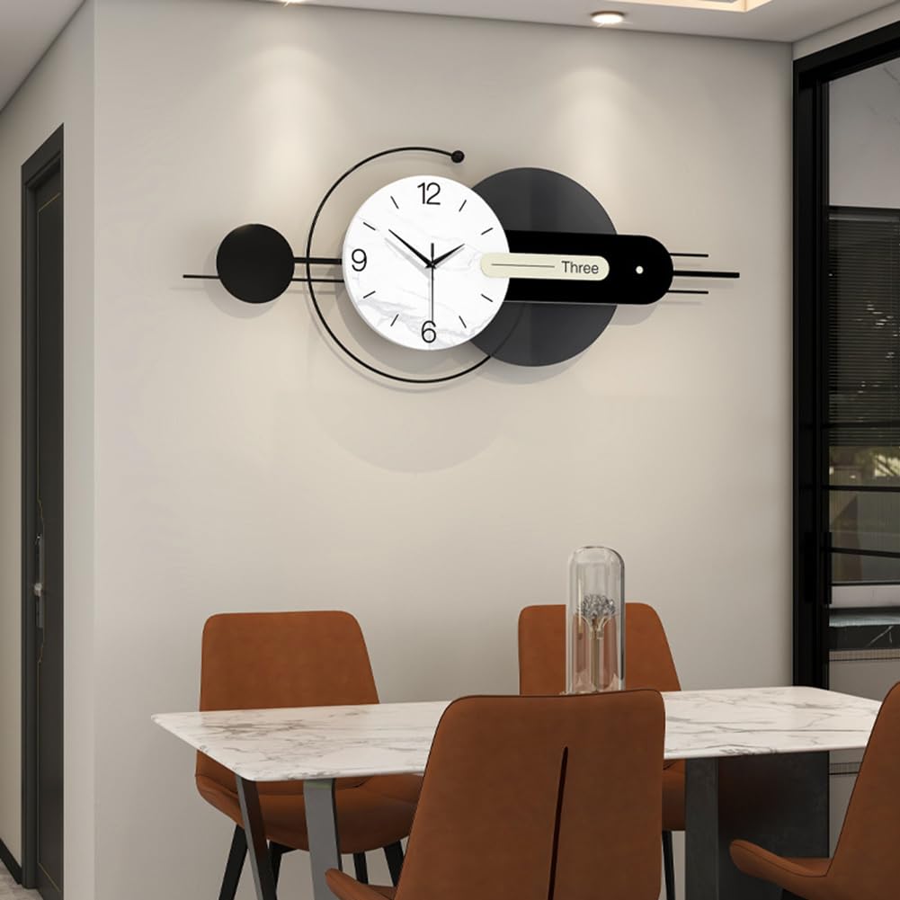 Modern Große Wanduhr Kreativer Minimalistisch Stil Dekorative Wanduhren Leise ohne tickgeräusche Metallrahmen Quarzuhr Leichte Luxus Mode Dekoration für Wohnzimmer Schlafzimmer Büro Küche, 100*39 cm
