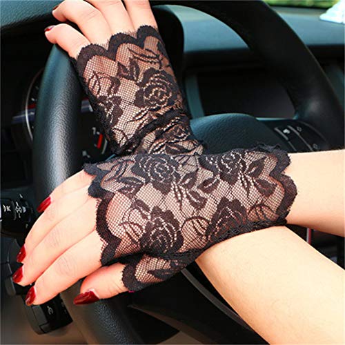 ARTIBETTER 1 par Mulheres Rendas Luvas Dedos Luvas de Casamento Luvas de Renda de Noiva Curto Floral