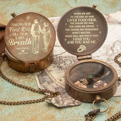 Brújula grabada personalizada para esposo miniatura 3