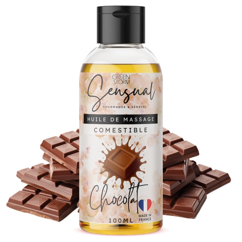 Huile de Massage Comestible Érotique Chocolat - Huile Massage Sensuel pour Couple - Huile Corps...