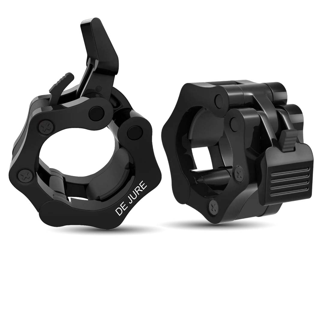 De Jure Fitness Olympic Rod Lock Barbell Clamp Collar Quick Release Pair of Locking Weight Clips Fit 2 Inch Barbell Lock for Workout, Weightlifting, Fitness & Strength Training, 1 Pair (Black)-image-25