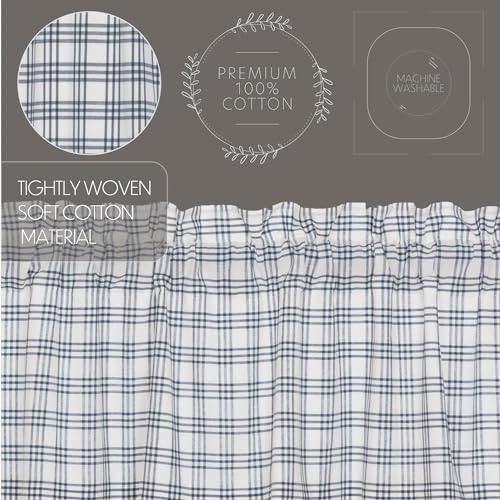 Vhcbrandssawyermillplaidcottonfarmhousekitchencurtainsrodpockethangingloops24incheslongtierpairblue Urban Country Home Decor Vhc brands sawyer mill plaid cotton farmhouse kitchen curtains rod pocket hanging loops 24 inches long tier pair blue urban country home decor