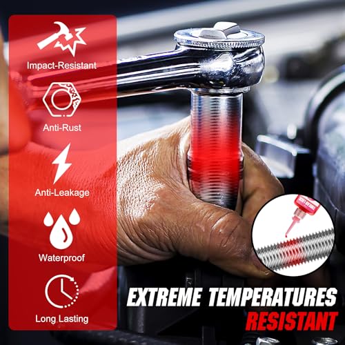 Image of Thread Lock - Medium and High Strength Thread Locker Blue ＆ Red, Threadlocker for Nuts, Bolts, Metal Fasteners - Lock Tight & Prevent Loosening, Seal & Anti-Corrosion, Long-Term Stability (50ml+50ml)