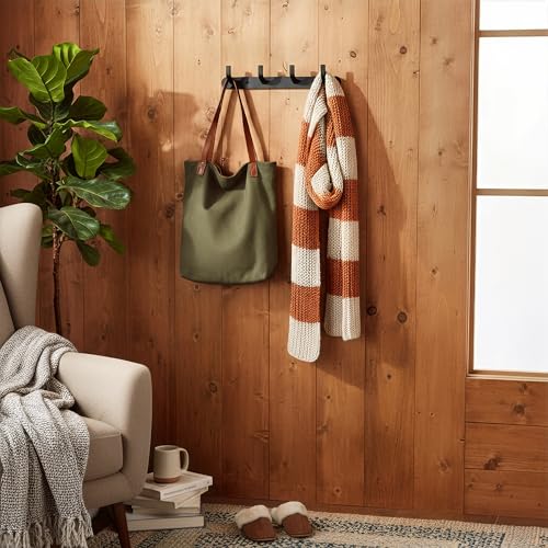 Image of SOSSI 4-Pin Cloth Hanger, Wall Mounted Hook Rail with 4 Hooks for Bathroom, Kitchen, Key Holder, Cloth-Towel Hanger, Robe Hooks (Pack of 2) (Matt Black)