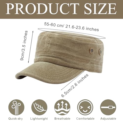 4 Gorras Cadetes Estilo Militar Ajustables Algodón Liso miniatura 2