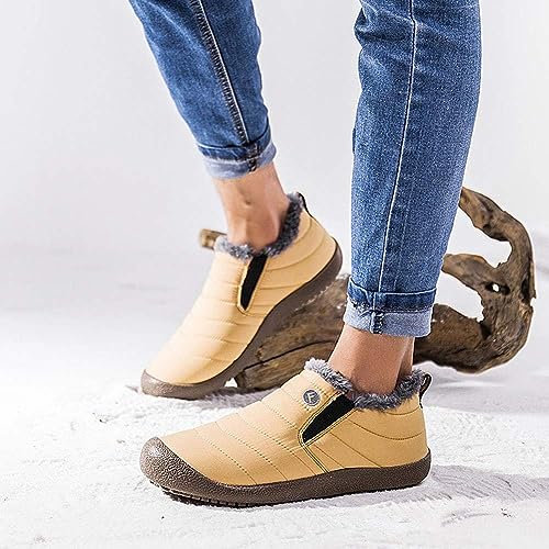 Image of Eagsouni Womens Mens Snow Boots Winter Slip On Shoes | Unisex Warm Fur Lined Slip-On House Shoes,Rubber Sole，Anti Slip,Water Resistant，Comfortable，Indoor Outdoor Daily Walking