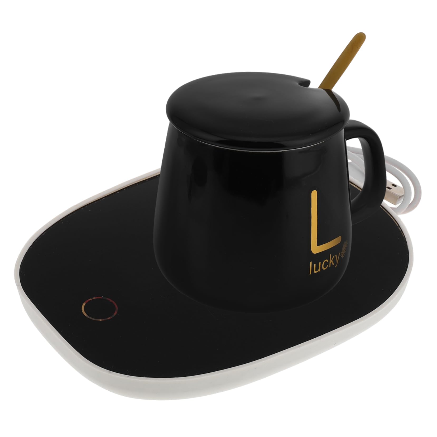 GRIRIW Heated Cup Coaster Constant Temperature Pad for Hot Drinks Ceramic Mug Warmer Desk Heater Insulation Pad