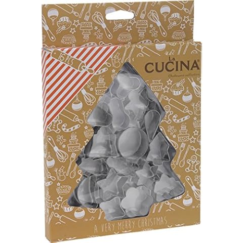 Viscio Trading, house and Christmas cookie cutter, stainless steel, grey, 27.5 mm x 19 mm x 2 cm, 16 pieces Cover