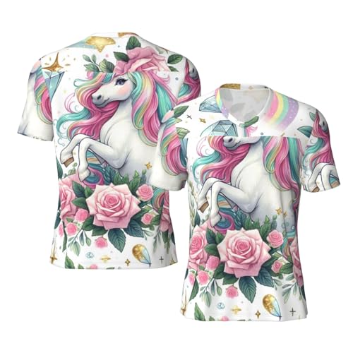 Stylish Athletic Sports Jersey Magical-Horse-Roses-Stars Men's Rugby Jersey X-Large