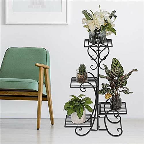 Image of 6-Tier Rust-Proof Metal Plant Stand for Balcony & Indoor Use - Heavy-Duty Gamla Stand for 6 Pots (Lohe Ka Stand) (5 POT STAND)